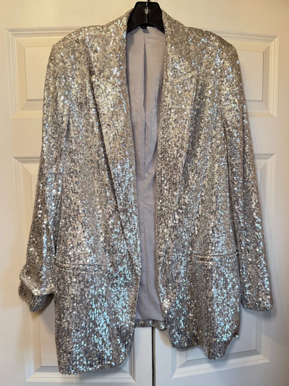 Express Silver Sequin Blazer Jacket
